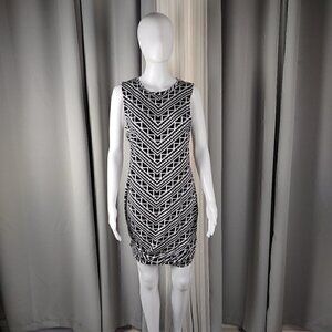 Apt. 9 Womens Geometric Black, White Sheath Midi Dress (has some stretch) Sz M
